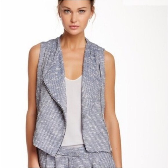 1. State Asymmetrical Zip Tweed Vest Size L - Picture 1 of 7